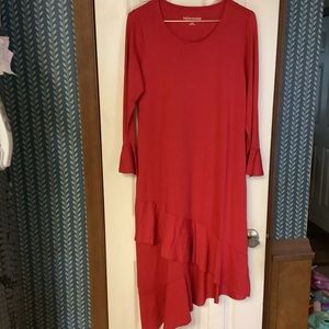 Soft Surroundings Lucia Flounce Dress Red Size Small